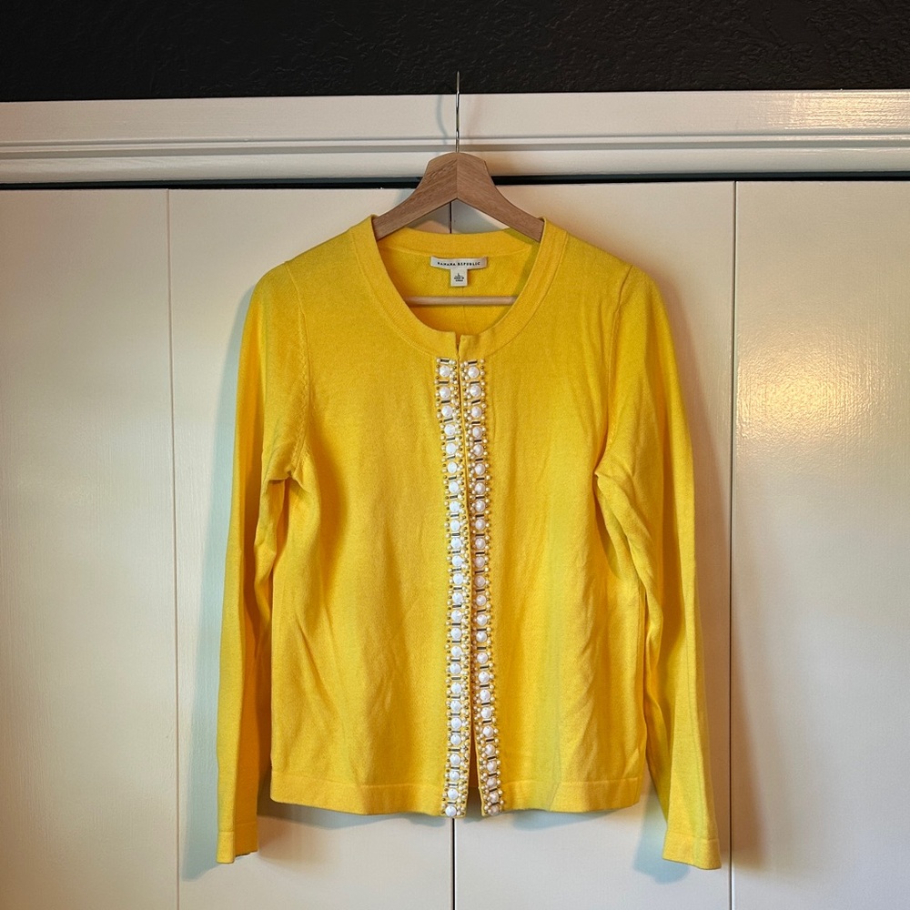 NWT Banana Republic Yellow Cardigan with Embellishment